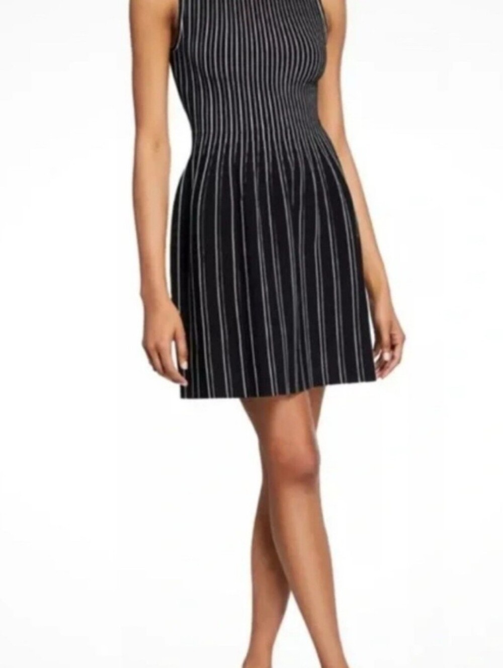 New Theory Black and White Striped Dress